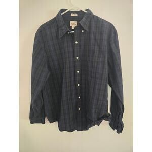 NWOT J. Crew Relaxed Fit Shirt Men's L Blue and green plaid Long Sleeve